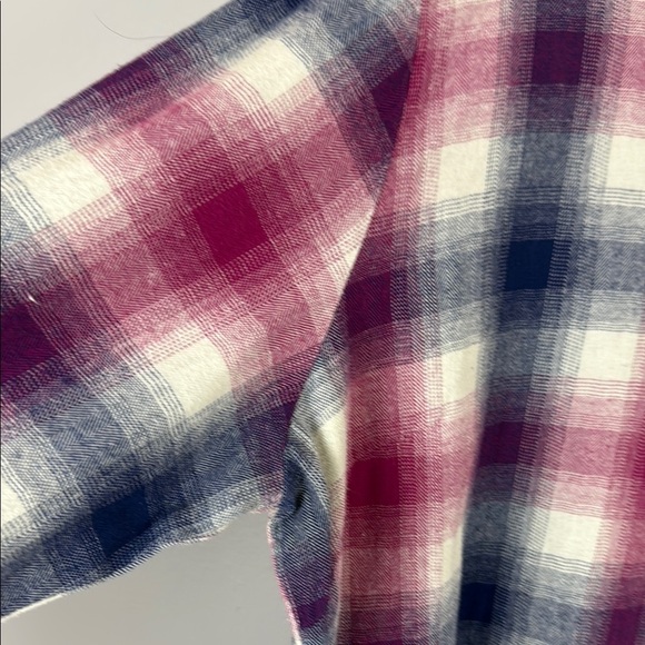 Bit & Bridle Pink and Blue Plaid Tie Front Blouse Size XL - Picture 5 of 10